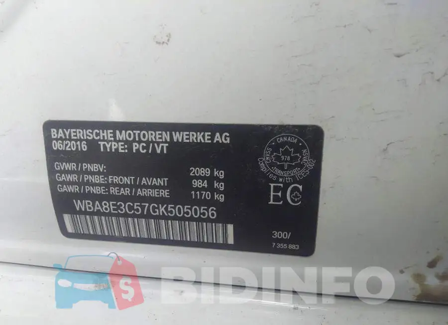 WBA8E3C57GK505056 Photo# 9