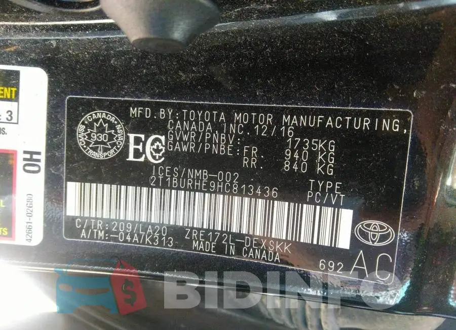 2T1BURHE9HC813436 Photo# 9