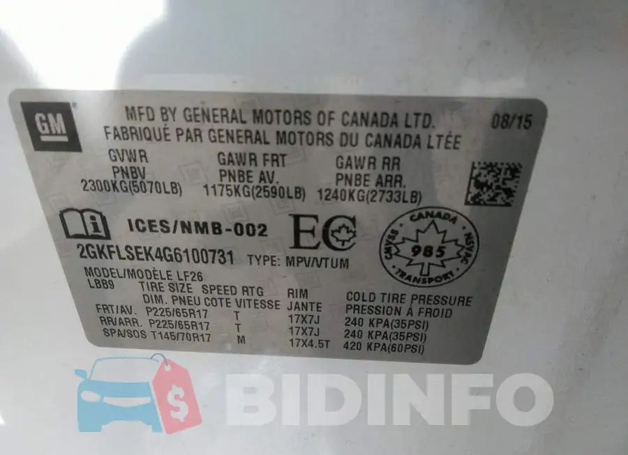 2GKFLSEK4G6100731 Photo# 9