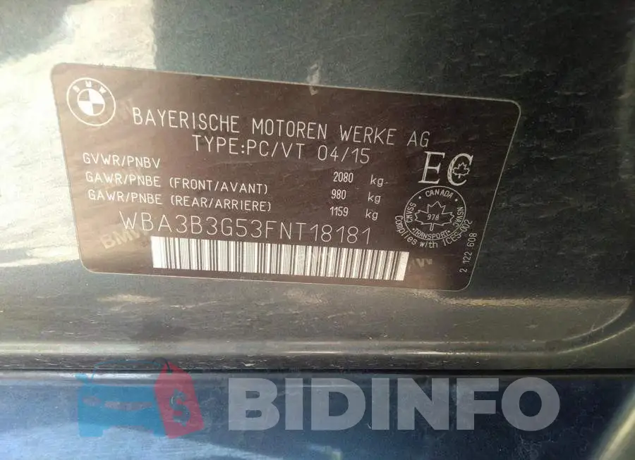 WBA3B3G53FNT18181 Photo# 9