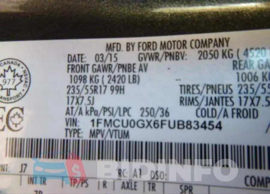 1FMCU0GX6FUB83454 Photo# 9