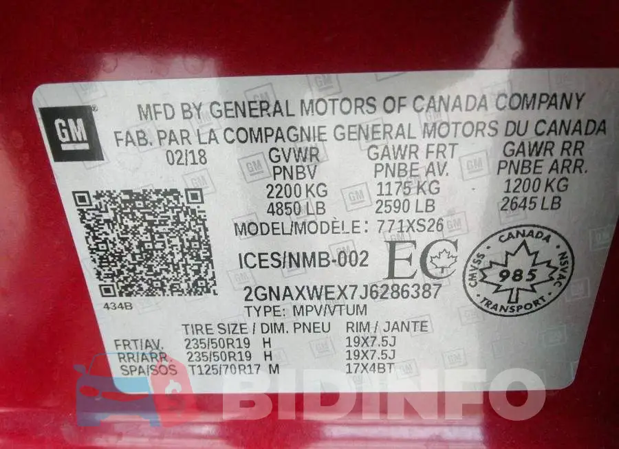 2GNAXWEX7J6286387 Photo# 9 2GNAXWEX7J6286387 Photo# 9