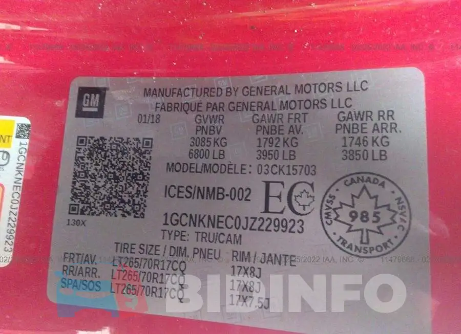 1GCNKNEC0JZ229923 Photo# 9 1GCNKNEC0JZ229923 Photo# 9