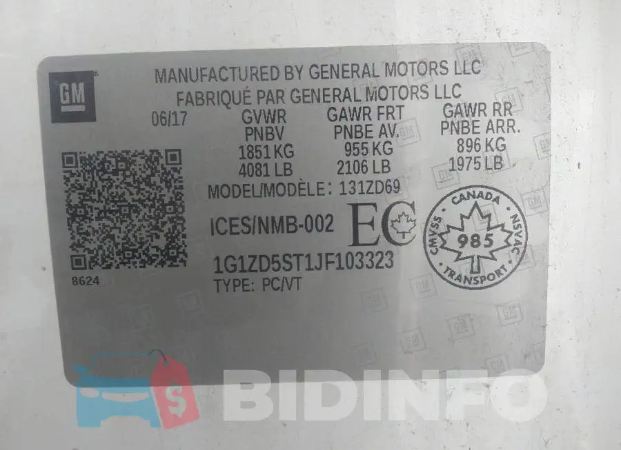 1G1ZD5ST1JF103323 Photo# 9 1G1ZD5ST1JF103323 Photo# 9