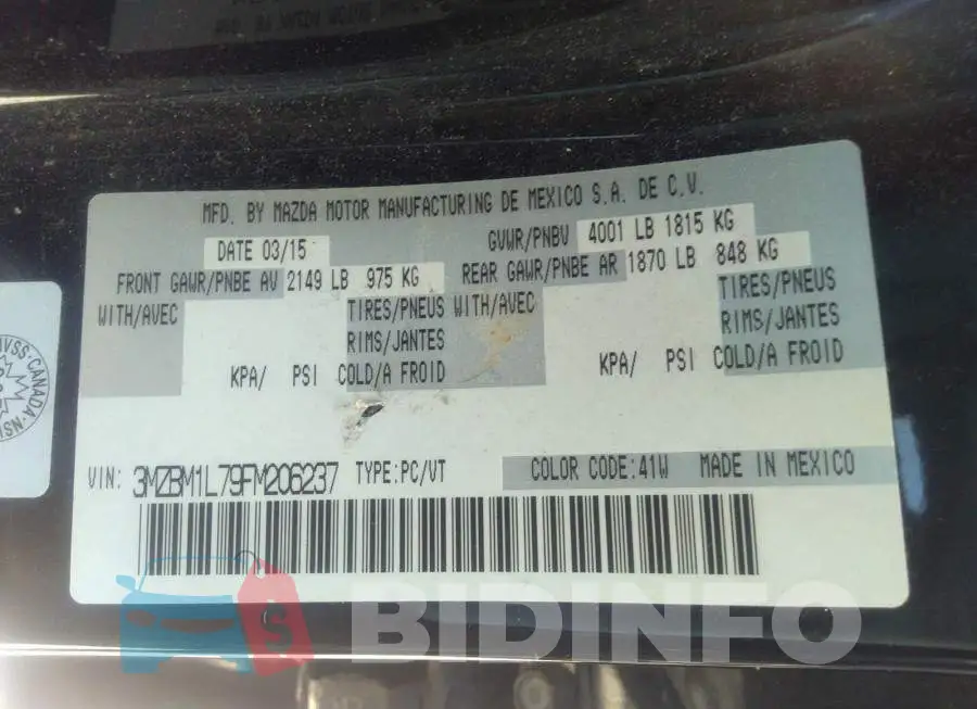 3MZBM1L79FM206237 Photo# 9