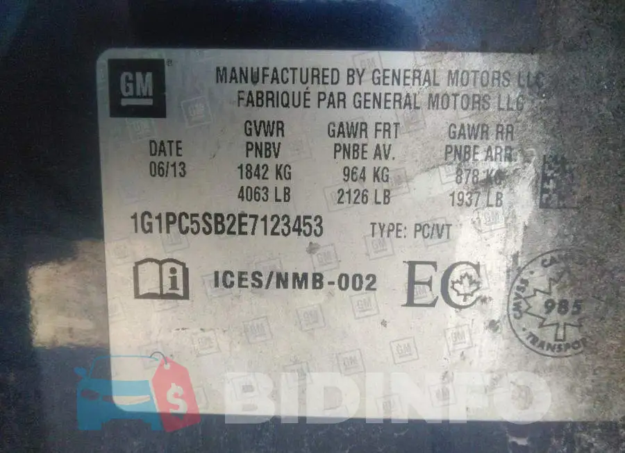1G1PC5SB2E7123453 Photo# 9