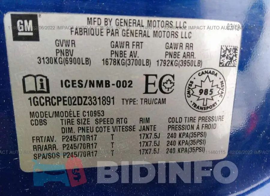 1GCRCPE02DZ331891 Photo# 9