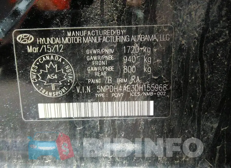 5NPDH4AE3DH155968 Photo# 9