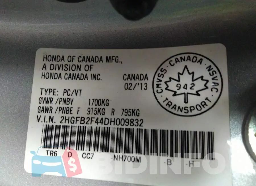 2HGFB2F44DH009832 Photo# 9