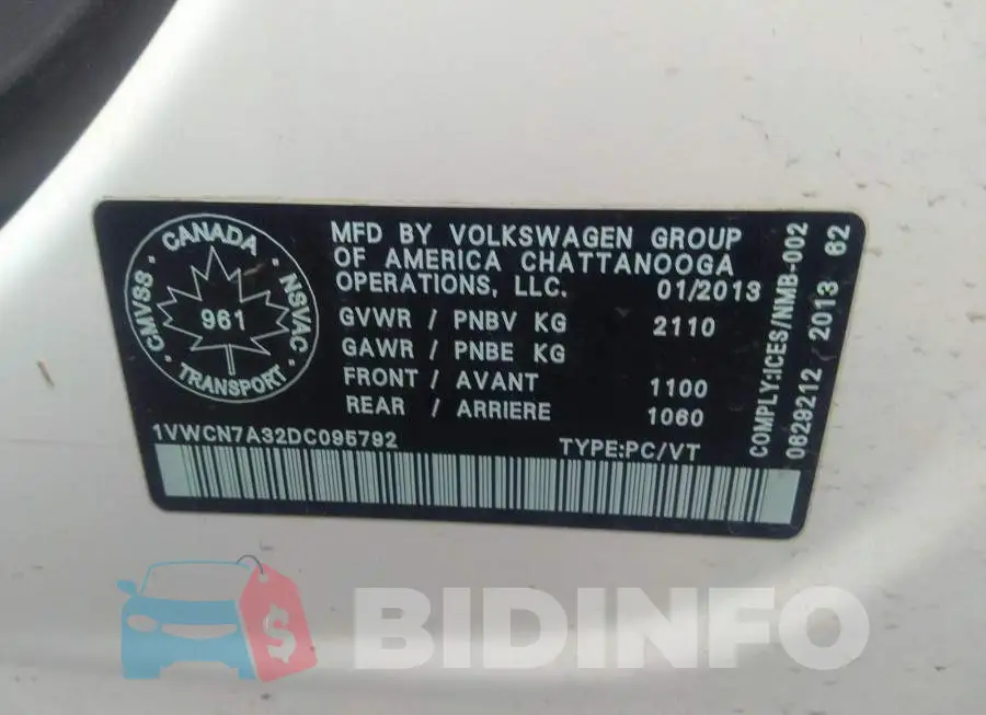 1VWCN7A32DC095792 Photo# 9