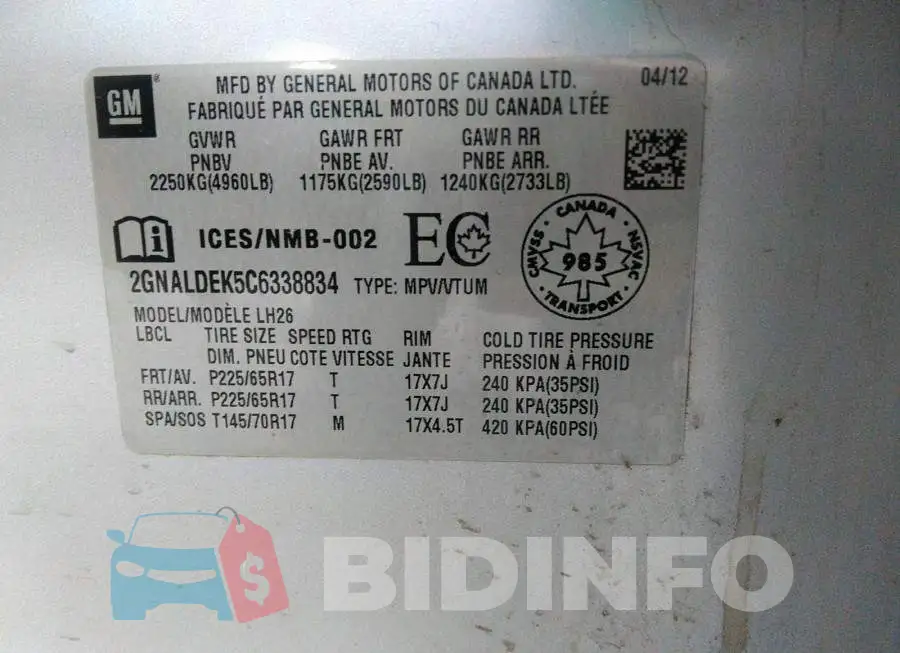 2GNALDEK5C6338834 Photo# 9