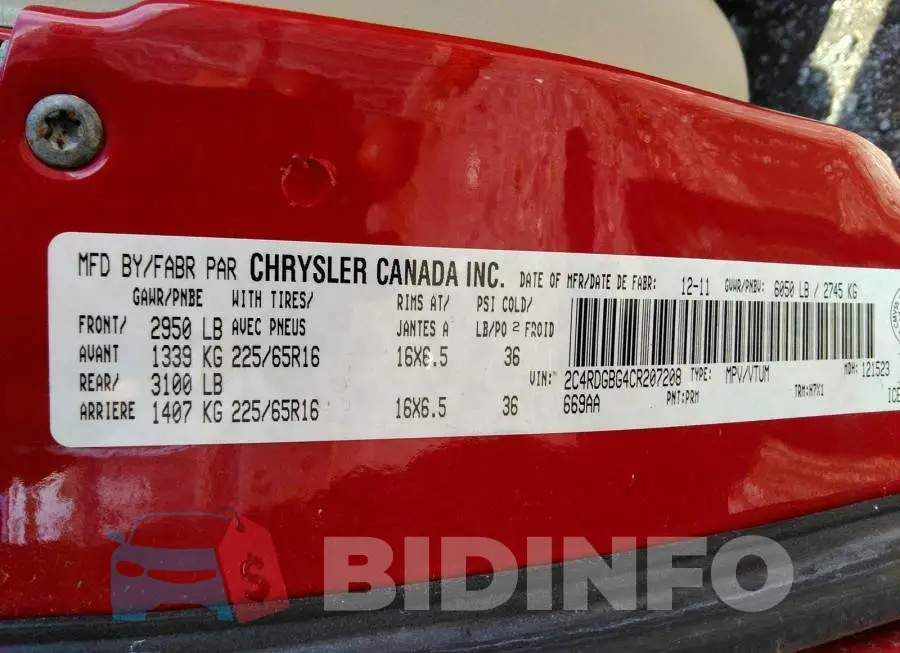 2C4RDGBG4CR207208 Photo# 9