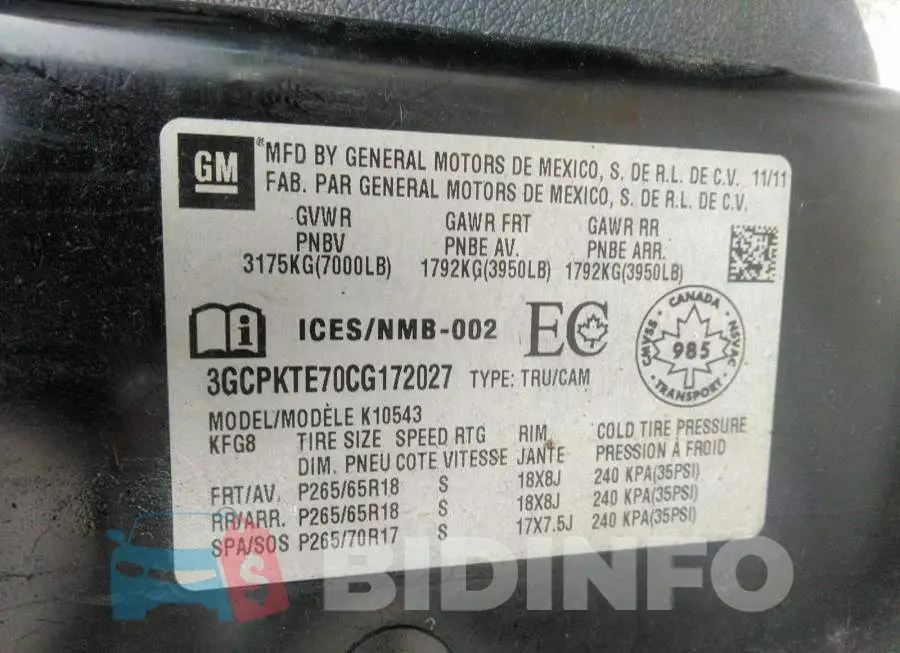 3GCPKTE70CG172027 Photo# 9