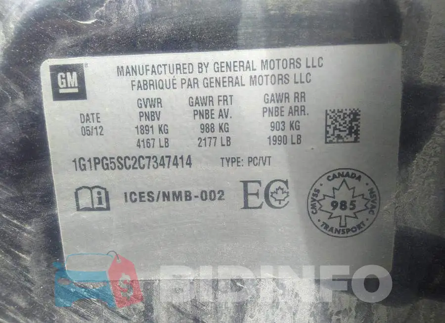 1G1PG5SC2C7347414 Photo# 9