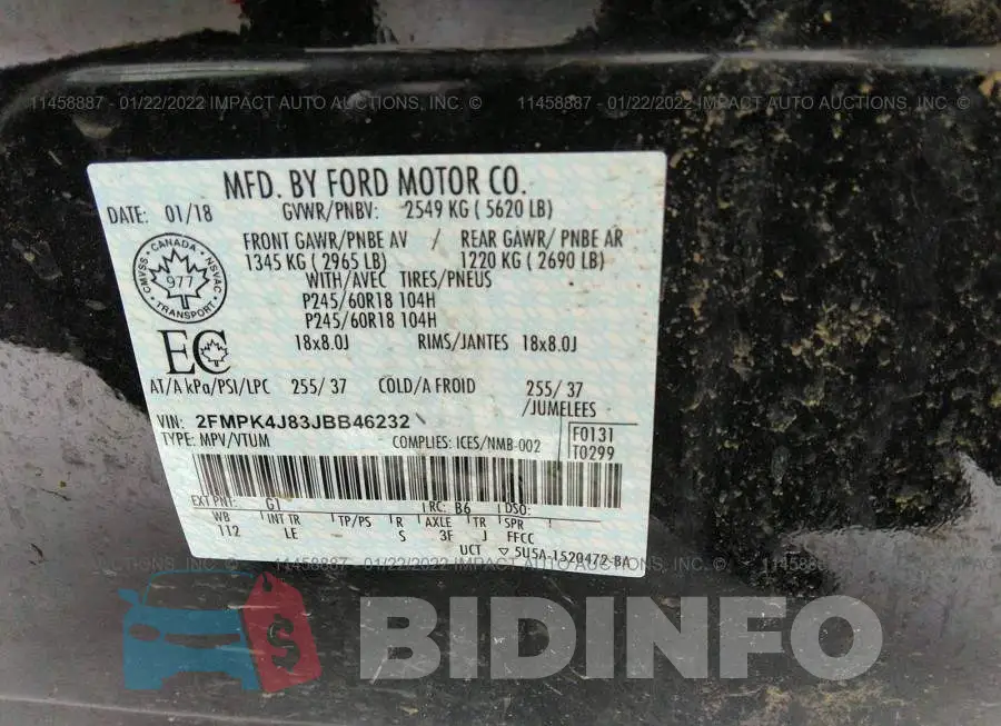 2FMPK4J83JBB46232 Photo# 9