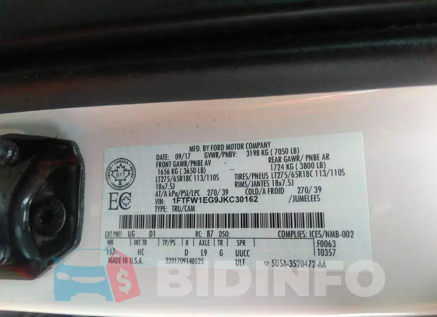1FTFW1EG9JKC30162 Photo# 9