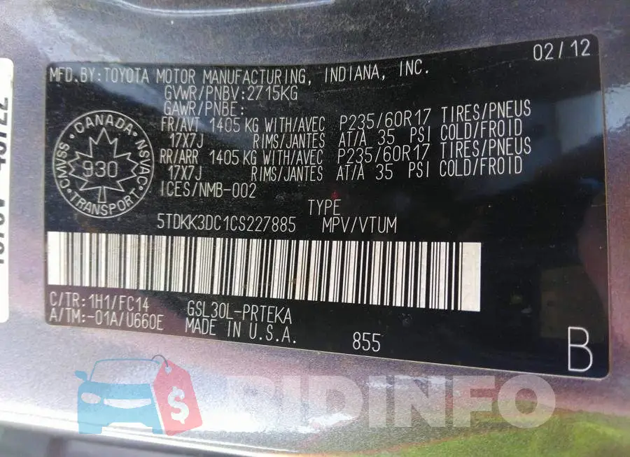 5TDKK3DC1CS227885 Photo# 9