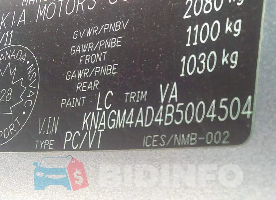 KNAGM4AD4B5004504 Photo# 9