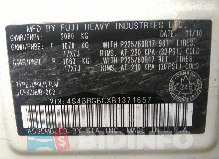 4S4BRGBCXB1371657 Photo# 9