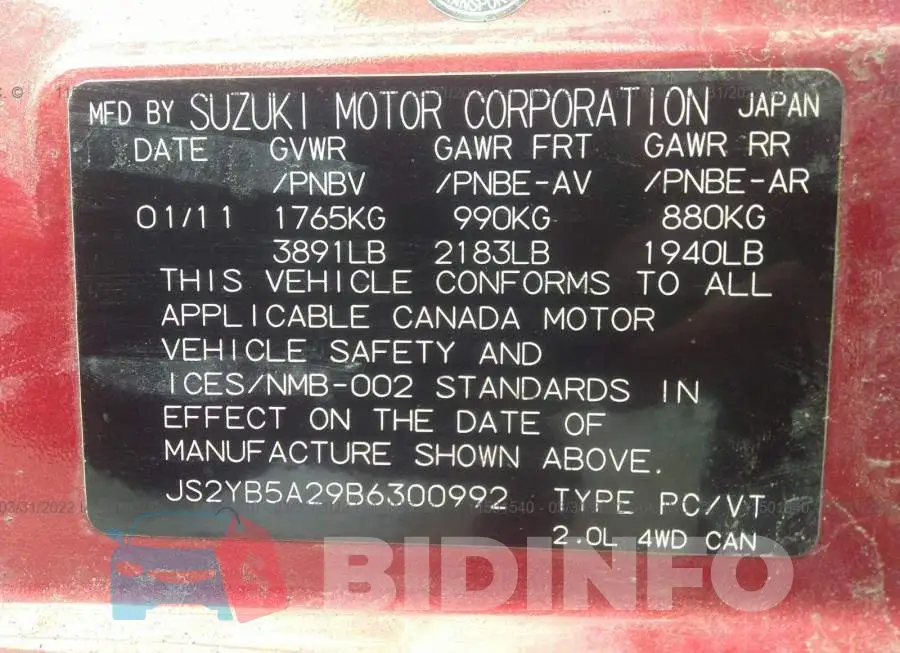 JS2YB5A29B6300992 Photo# 9