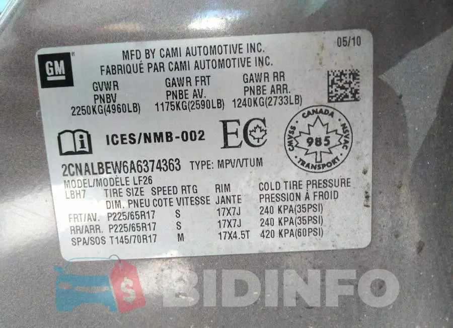 2CNALBEW6A6374363 Photo# 9