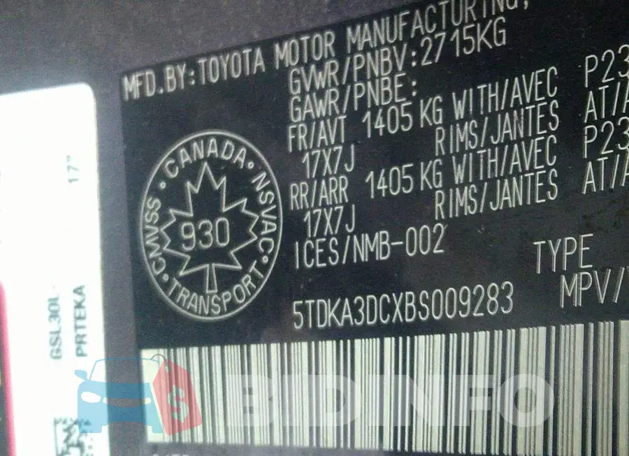 5TDKA3DCXBS009283 Photo# 9