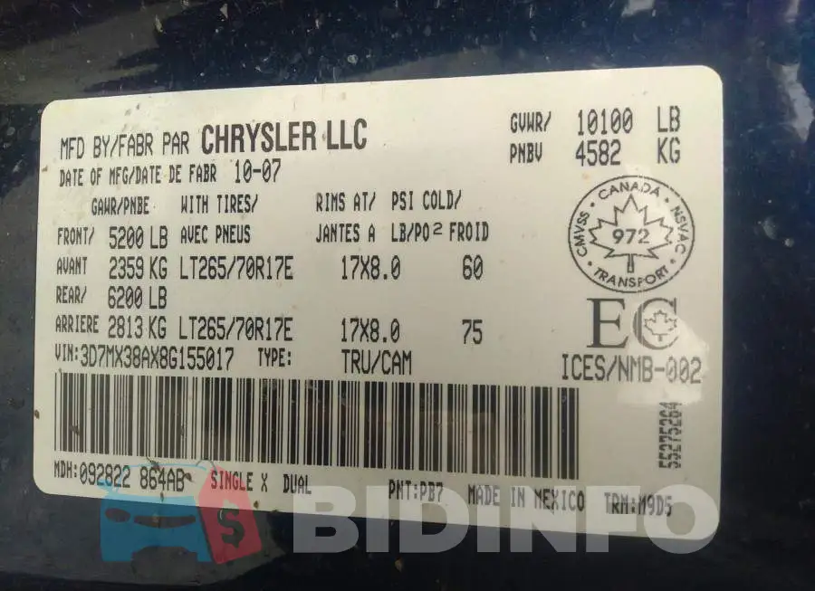 3D7MX38AX8G155017 Photo# 9