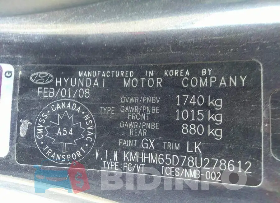 KMHHM65D78U278612 Photo# 9