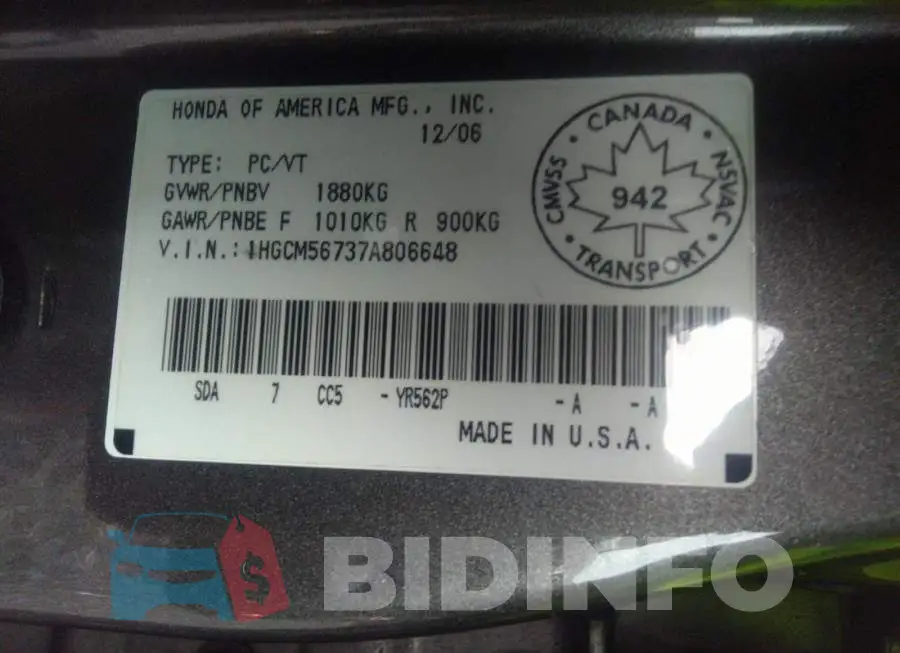 1HGCM56737A806648 Photo# 9