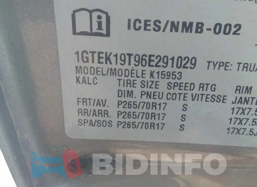 1GTEK19T96E291029 Photo# 9