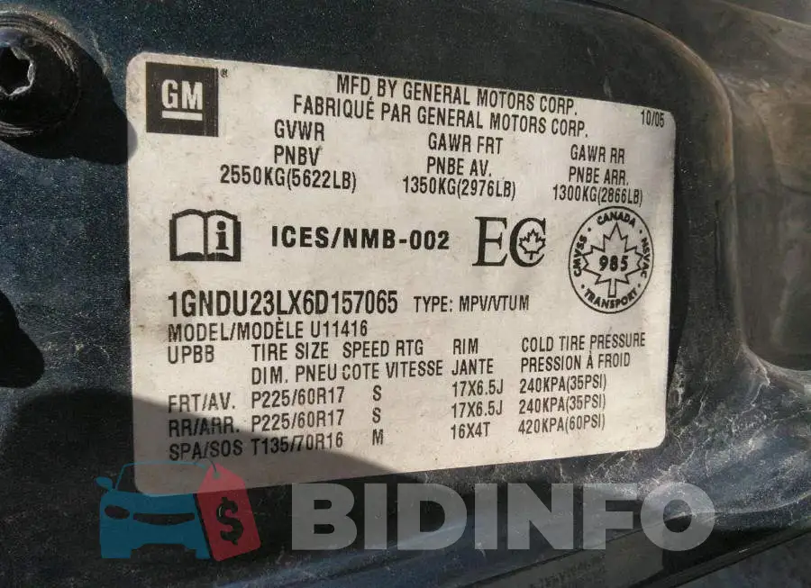 1GNDU23LX6D157065 Photo# 9