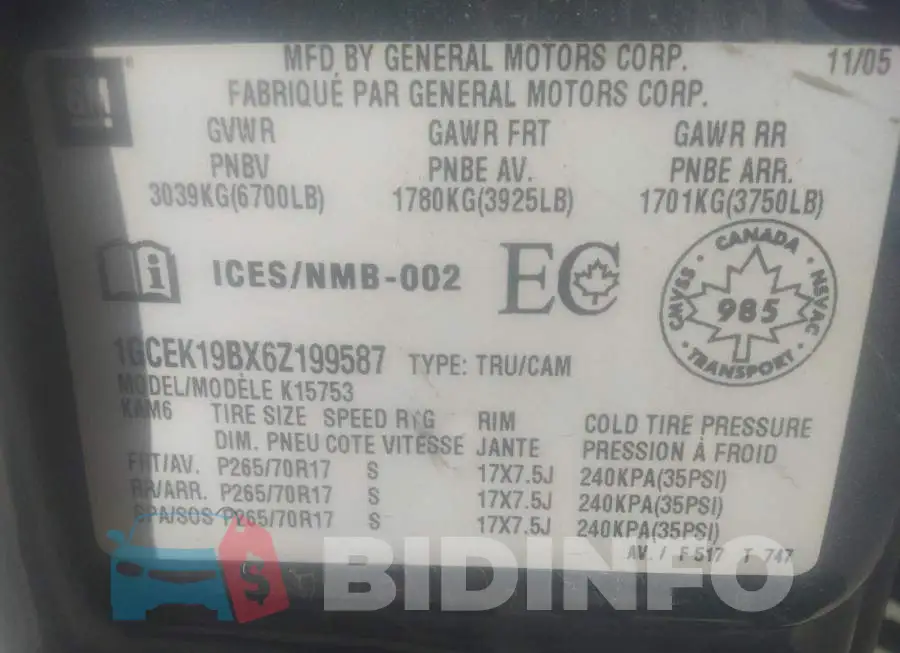 1GCEK19BX6Z199587 Photo# 9