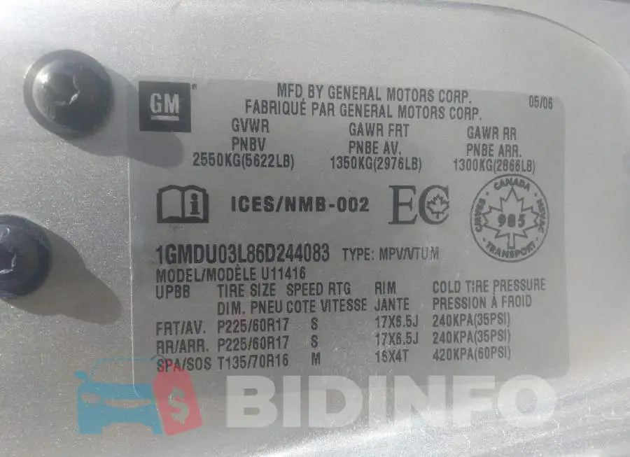 1GMDU03L86D244083 Photo# 9