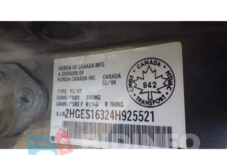 2HGES16324H925521 Photo# 7