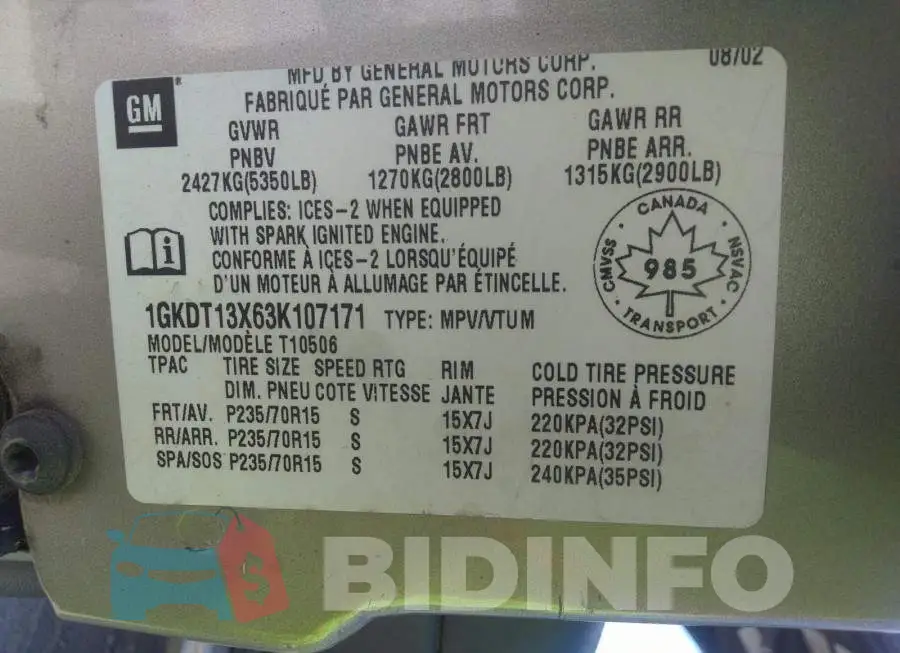 1GKDT13X63K107171 Photo# 9