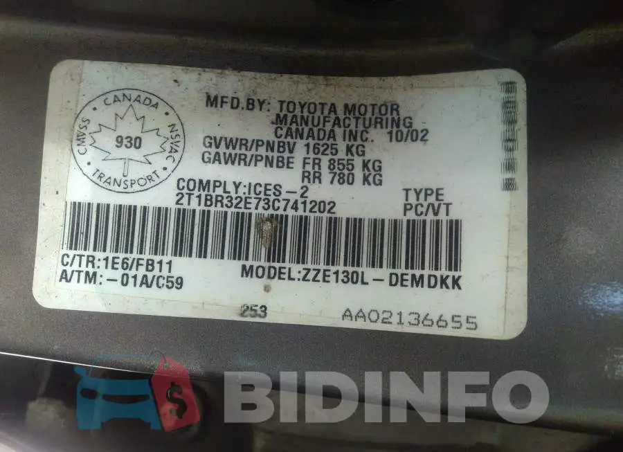 2T1BR32E73C741202 Photo# 9