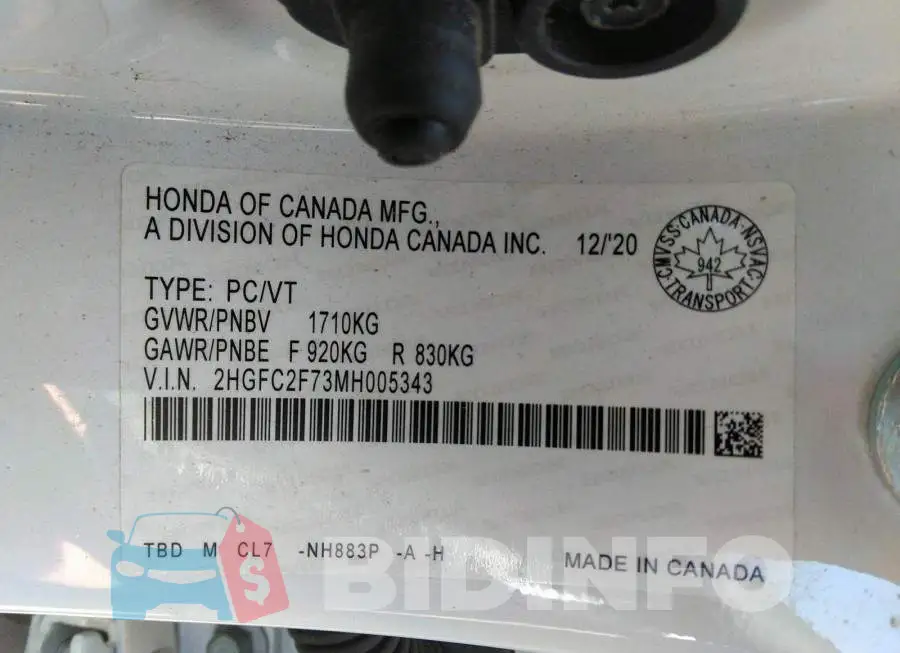 2HGFC2F73MH005343 Photo# 9