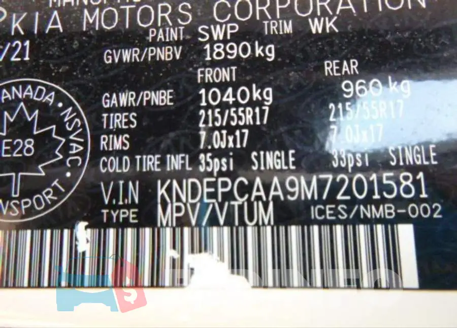 KNDEPCAA9M7201581 Photo# 10