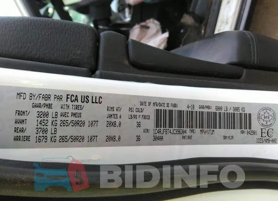 1C4RJFBT4JC396304 Photo# 9