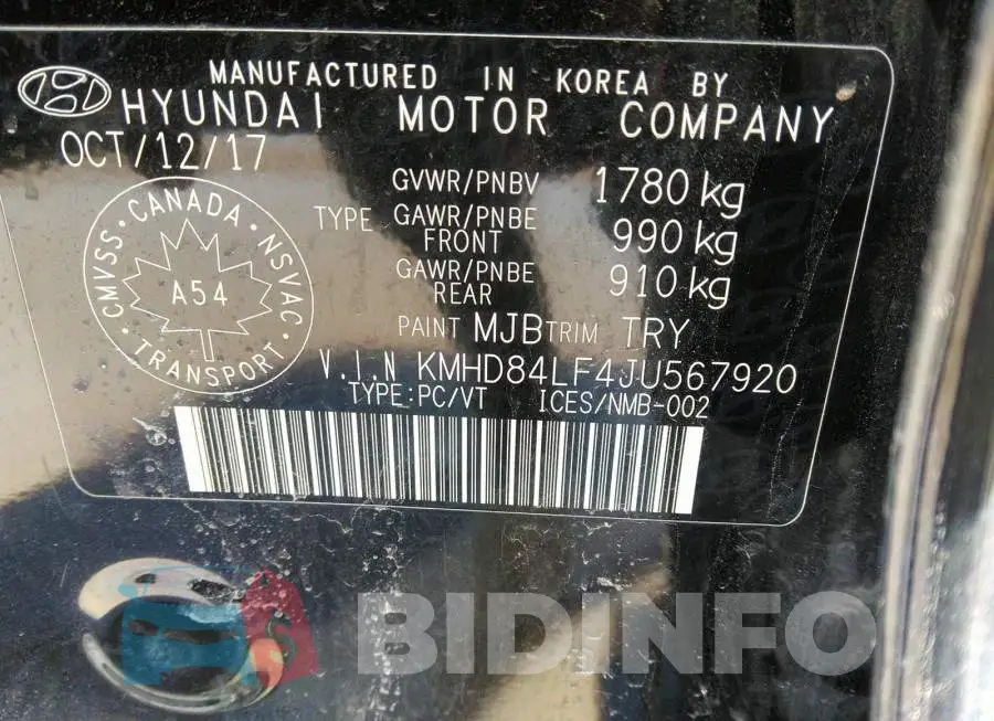KMHD84LF4JU567920 Photo# 9