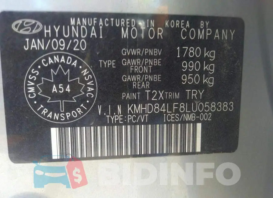 KMHD84LF8LU058383 Photo# 9