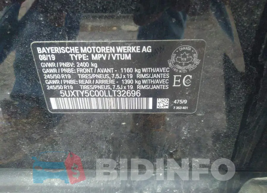 5UXTY5C00LLT32696 Photo# 9