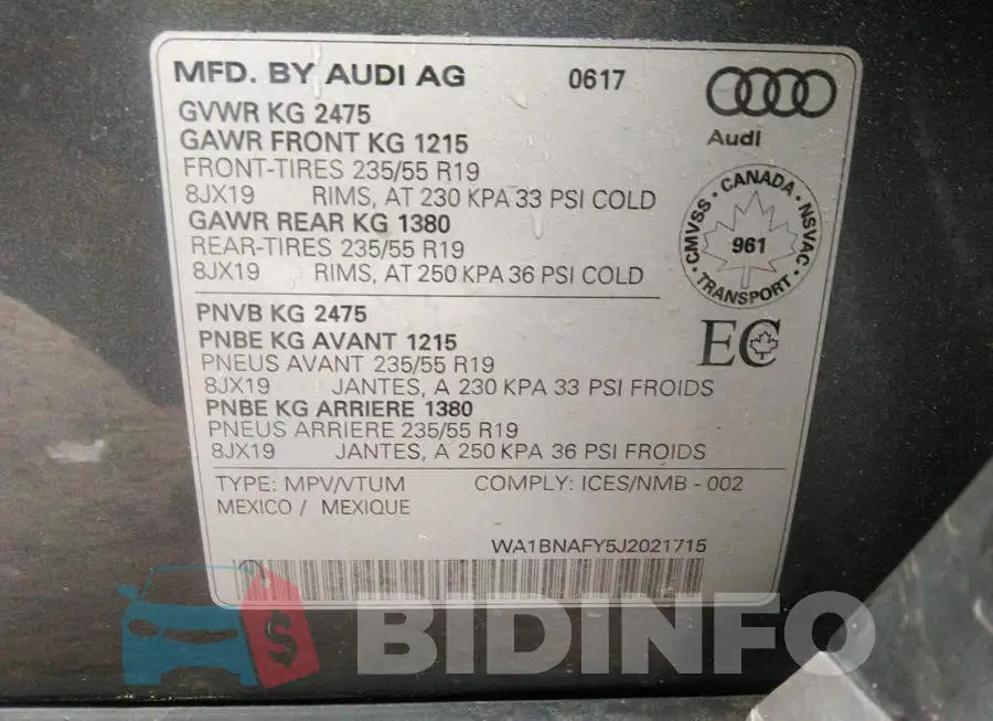 WA1BNAFY5J2021715 Photo# 9