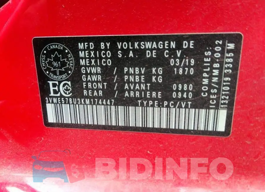 3VWE57BU3KM174447 Photo# 9