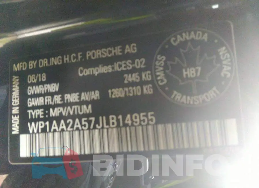 WP1AA2A57JLB14955 Photo# 9
