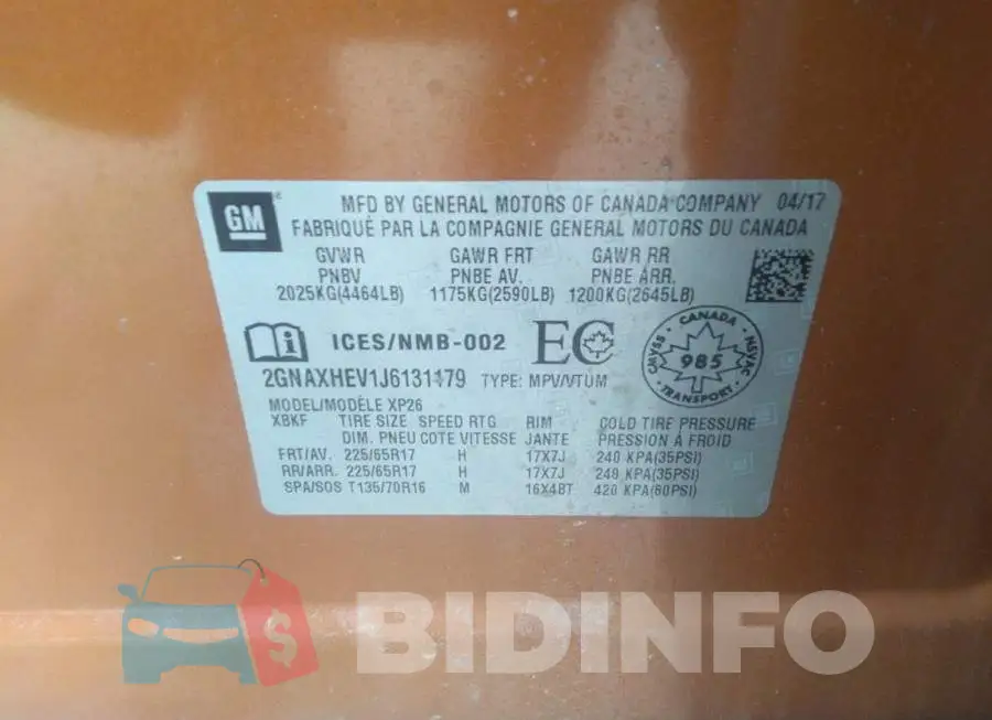 2GNAXHEV1J6131179 Photo# 9