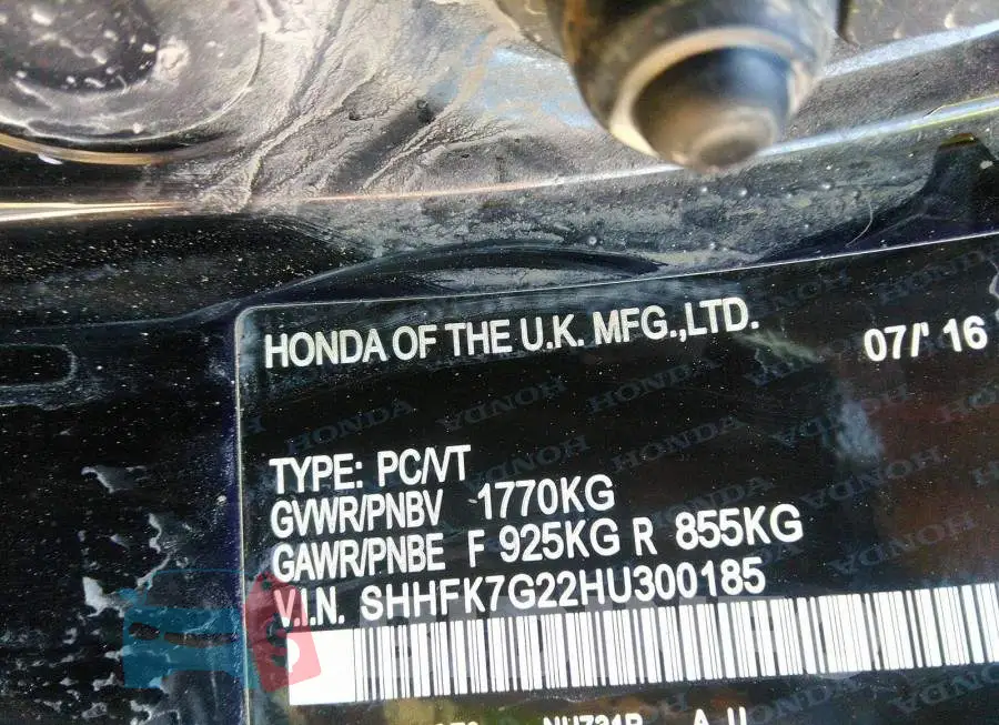 SHHFK7G22HU300185 Photo# 9