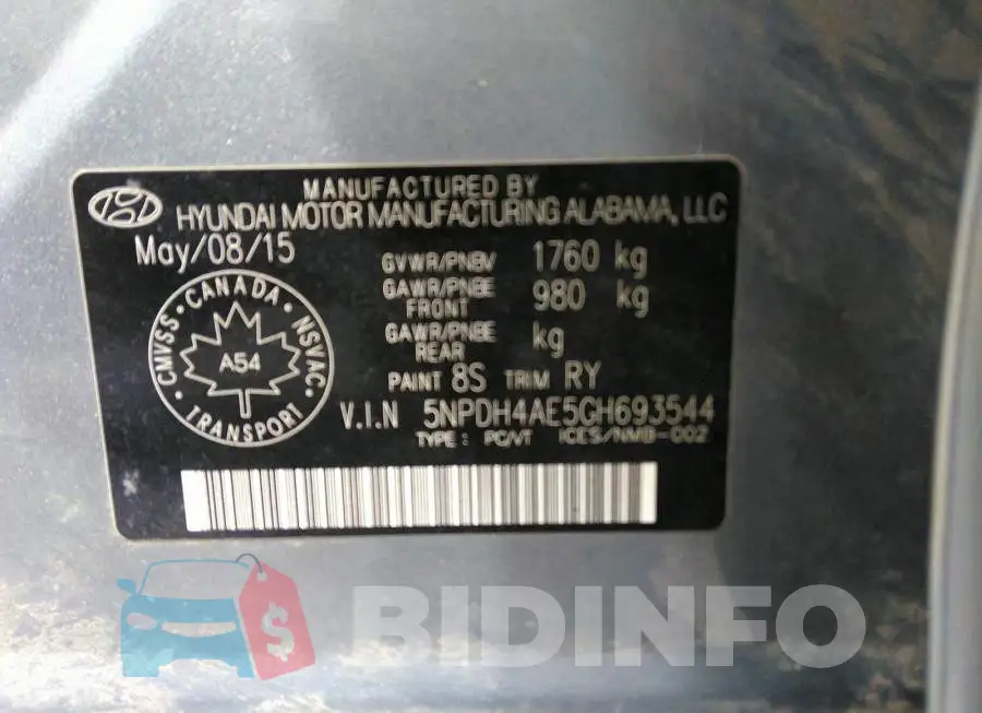 5NPDH4AE5GH693544 Photo# 9
