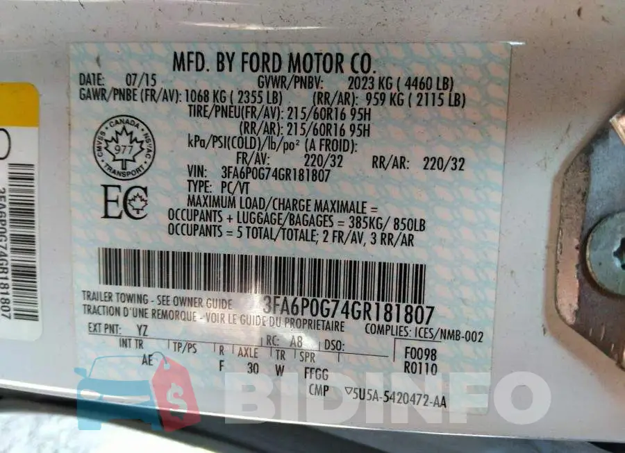 3FA6P0G74GR181807 Photo# 9