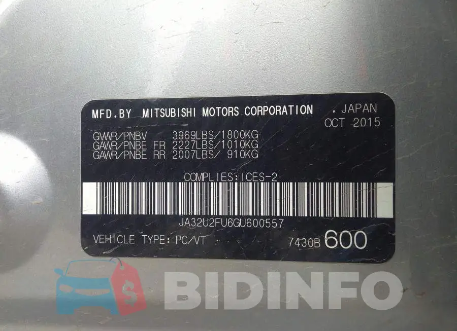 JA32U2FU6GU600557 Photo# 9